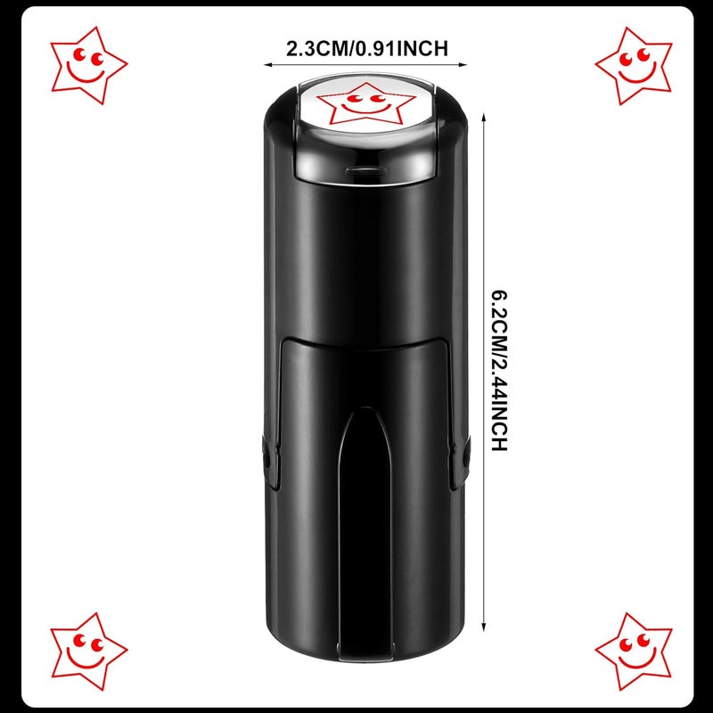 Supervitae 2 Pack Smile Star Print Stamps Red Ink Smile Star Stamper Mini Self Inking Stamps for Party Activities Craft Supplies - Image 2